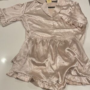 Ekouaer Cream Two Piece Pajama Set